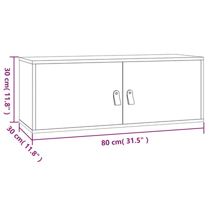 Veggskap Hvit 80x30x30 cm heltre furu