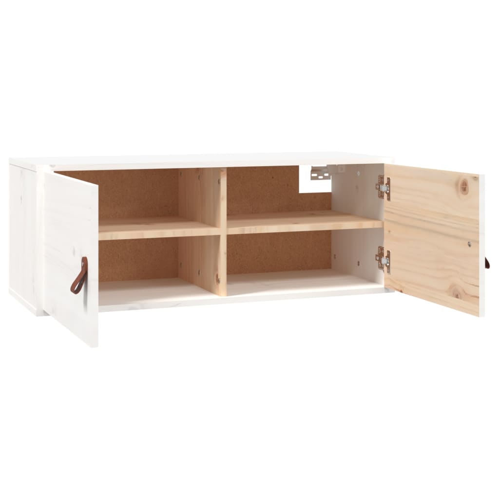 Veggskap 2 stk hvit 80x30x30 cm heltre furu