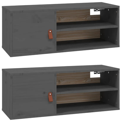 Veggskap Grå 2 stk 80x30x30 cm heltre furu