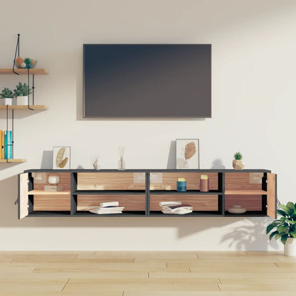 Veggskap Grå 2 stk 80x30x30 cm heltre furu