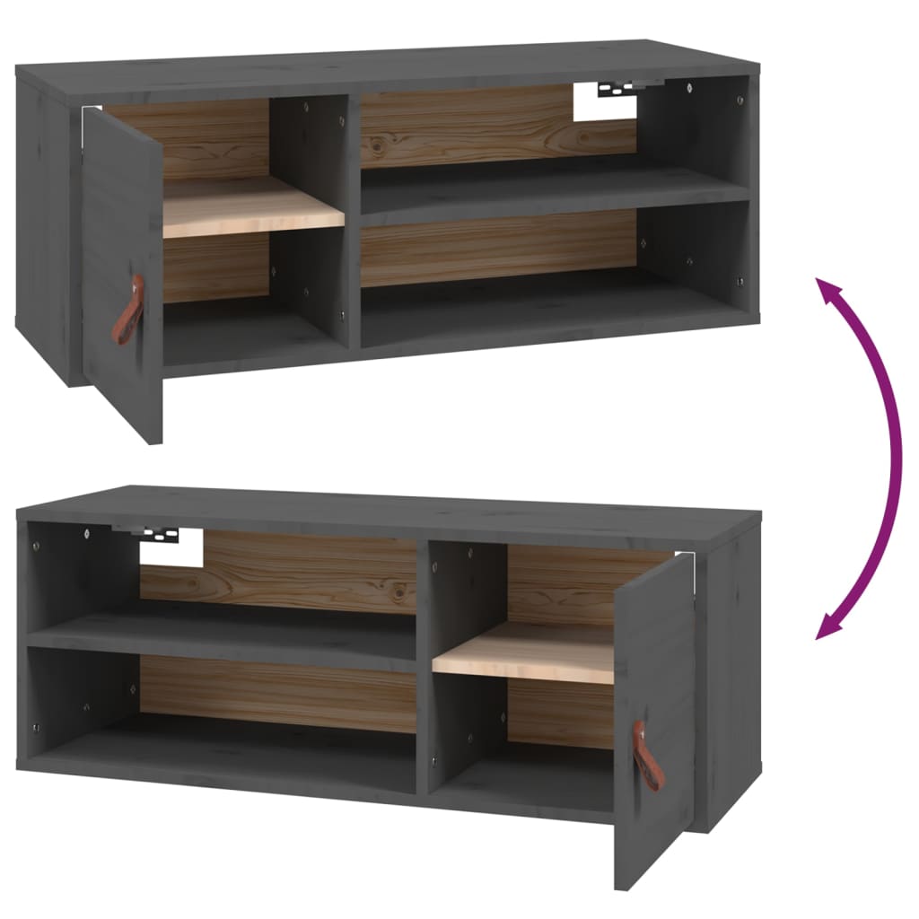 Veggskap Grå 2 stk 80x30x30 cm heltre furu