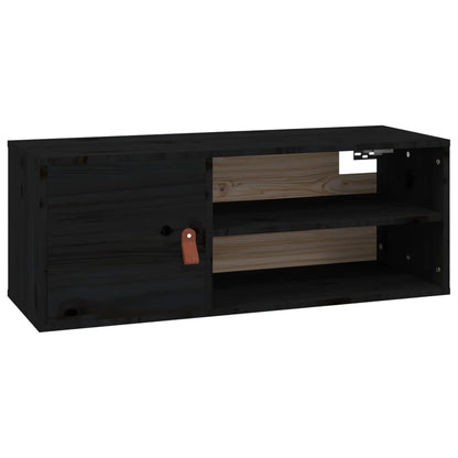 Veggskap Svart 80x30x30 cm heltre furu
