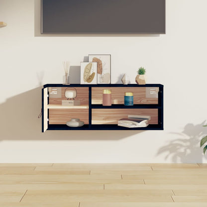 Veggskap Svart 80x30x30 cm heltre furu