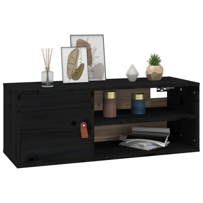 Veggskap Svart 80x30x30 cm heltre furu