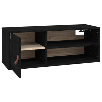 Veggskap Svart 80x30x30 cm heltre furu
