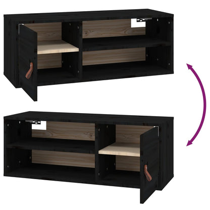 Veggskap Svart 80x30x30 cm heltre furu