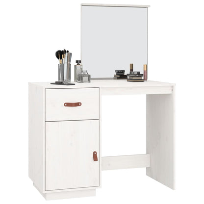 Sminkebord Hvit 95x50x134 cm heltre furu
