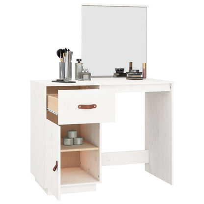 Sminkebord Hvit 95x50x134 cm heltre furu