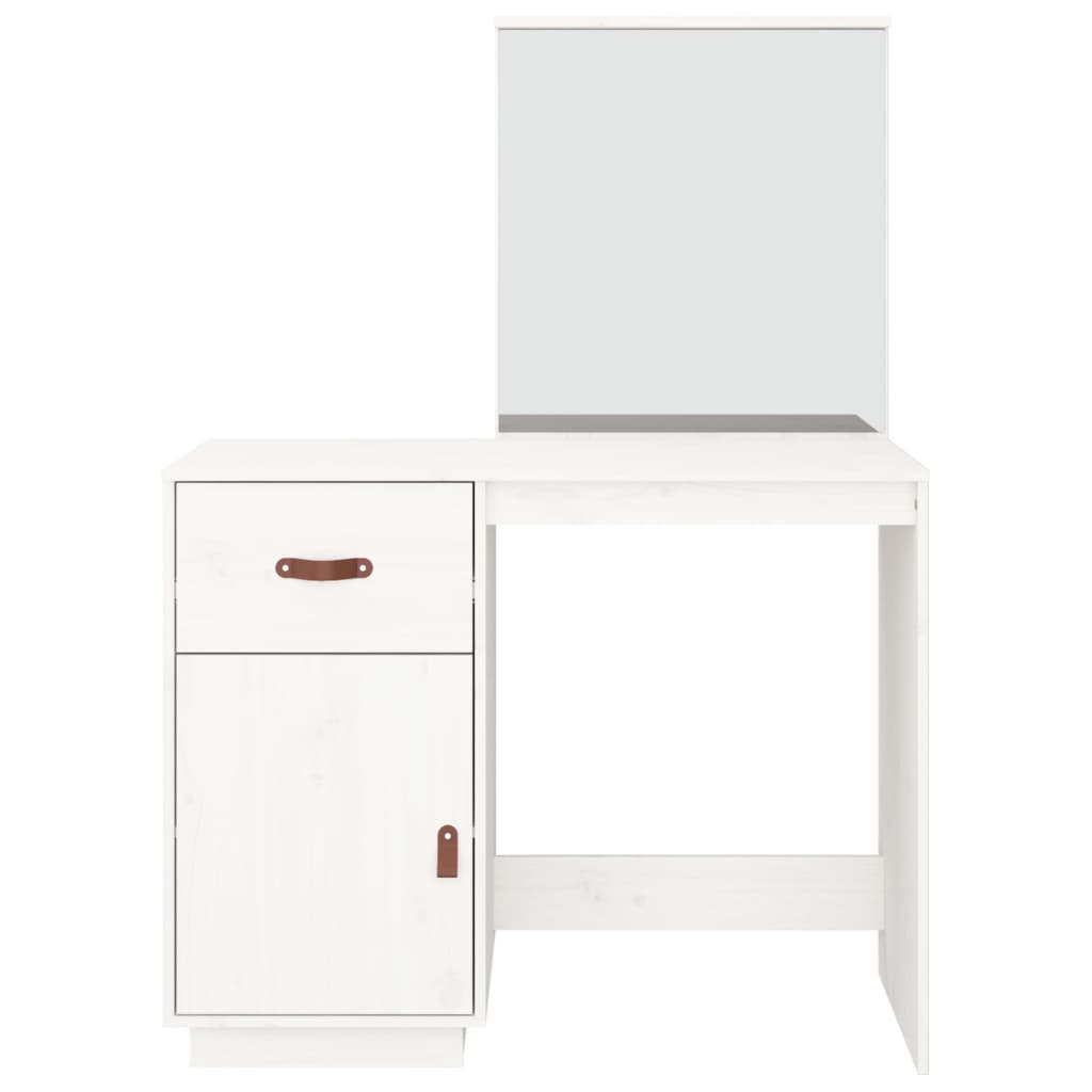 Sminkebord Hvit 95x50x134 cm heltre furu