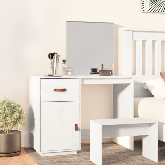 Sminkebord Hvit 95x50x134 cm heltre furu