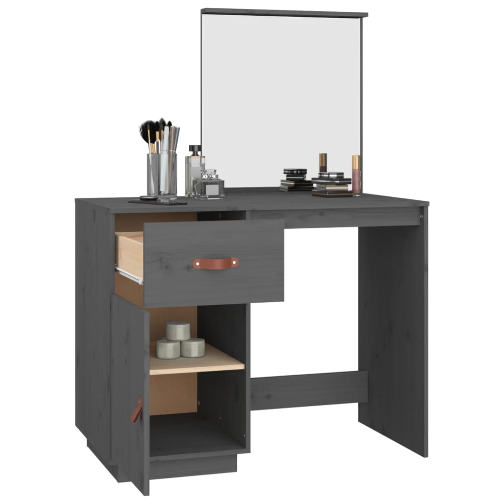 Sminkebord Grå 95x50x134 cm heltre furu