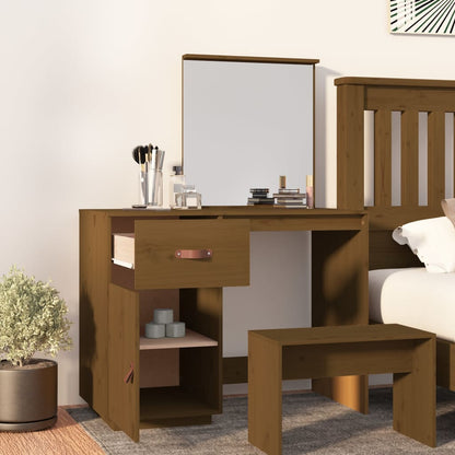 Sminkebord Brun honningbrun 95x50x134 cm heltre furu