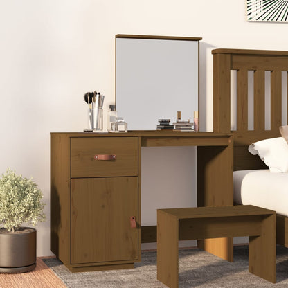 Sminkebord Brun honningbrun 95x50x134 cm heltre furu