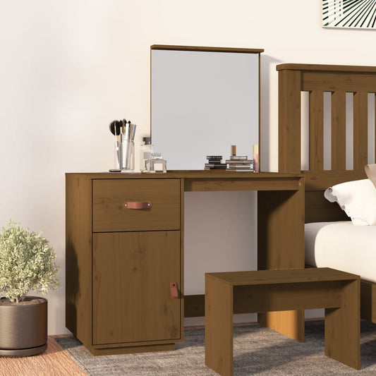 Sminkebord Brun honningbrun 95x50x134 cm heltre furu