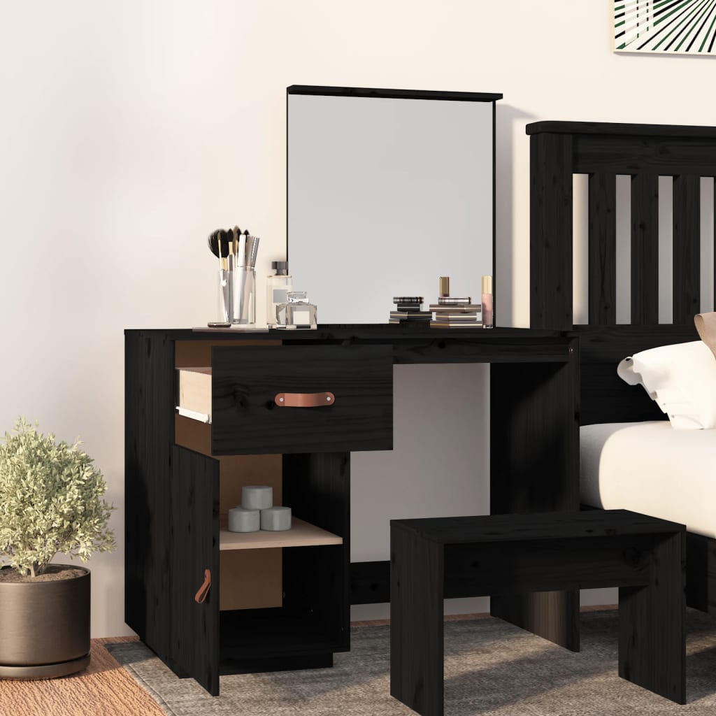 Sminkebord Svart Svart 95x50x134 cm heltre furu