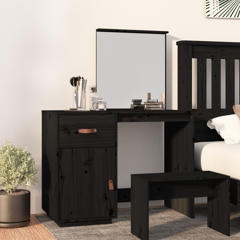 Sminkebord Svart Svart 95x50x134 cm heltre furu