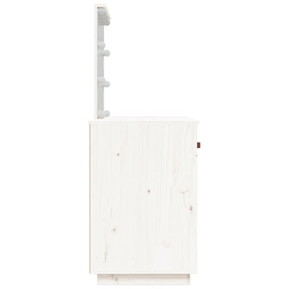 Sminkebord Hvit LED 95x50x133,5 cm heltre furu