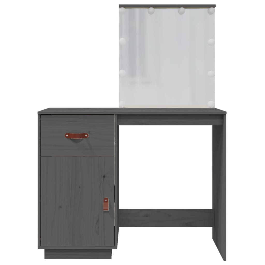 Sminkebord Grå LED Grå 95x50x133,5 cm heltre furu