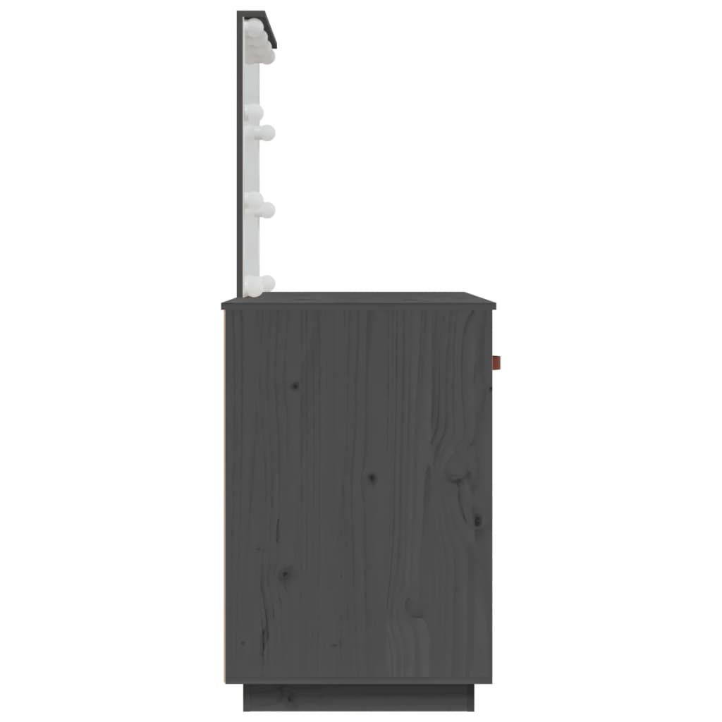 Sminkebord Grå LED Grå 95x50x133,5 cm heltre furu