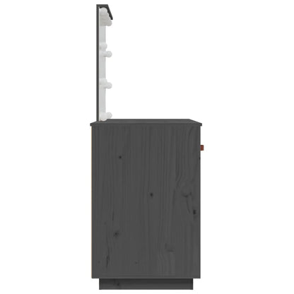Sminkebord Grå LED Grå 95x50x133,5 cm heltre furu