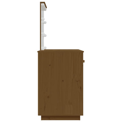 Sminkebord Tre LED honningbrun 95x50x133,5 cm heltre furu