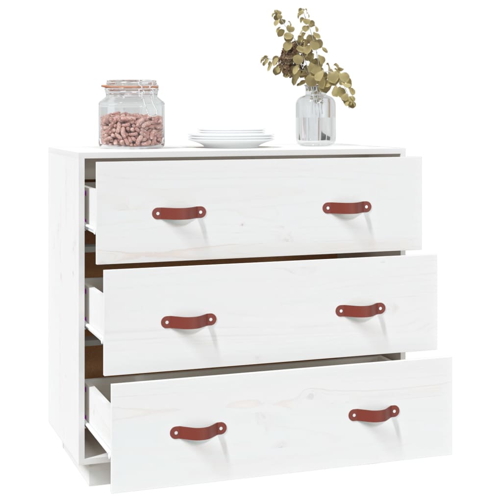 Kommode Hvit 80x40x75 cm heltre furu