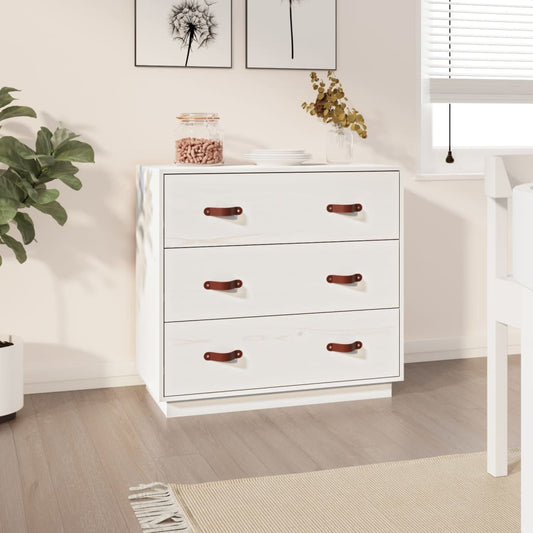 Kommode Hvit 80x40x75 cm heltre furu