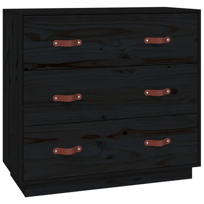 Kommode Svart 80x40x75 cm heltre furu
