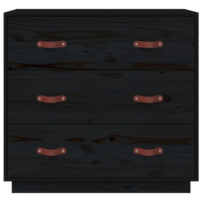 Kommode Svart 80x40x75 cm heltre furu