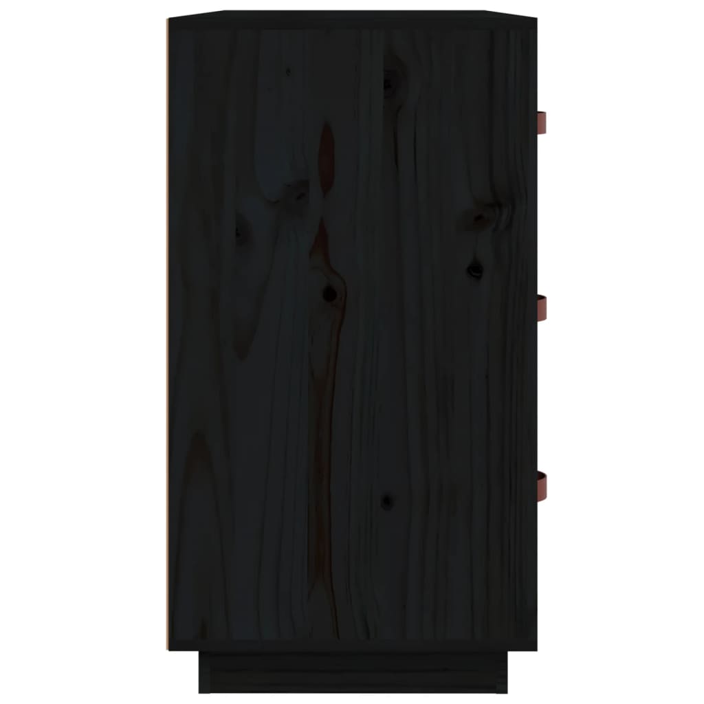 Kommode Svart 80x40x75 cm heltre furu
