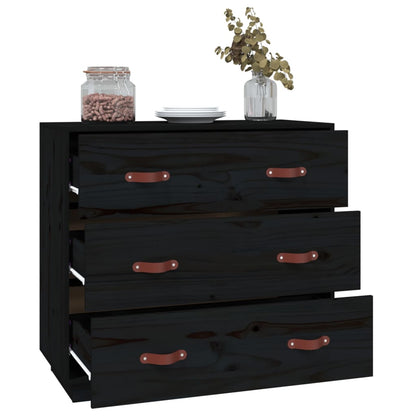 Kommode Svart 80x40x75 cm heltre furu