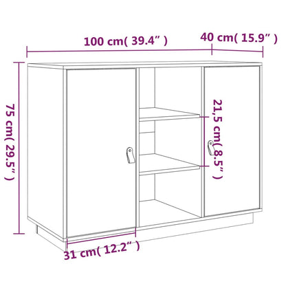 Skap Hvit 100x40x75 cm heltre furu