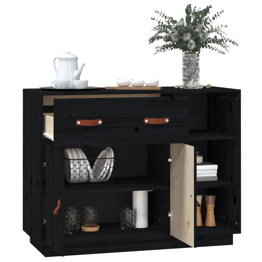 Skjenk Svart 98,5x40x75 cm heltre furu