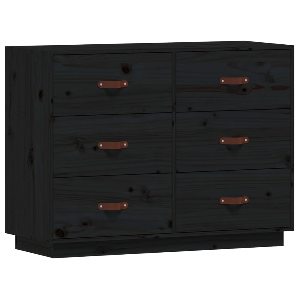 Kommode Svart 100x40x75 cm heltre furu