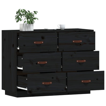 Kommode Svart 100x40x75 cm heltre furu