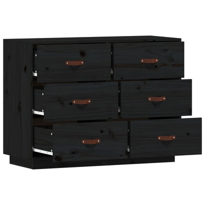 Kommode Svart 100x40x75 cm heltre furu