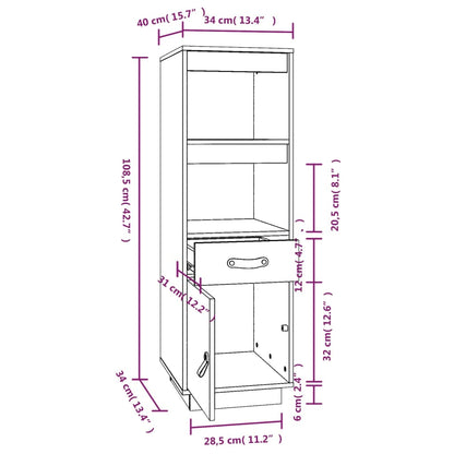 Vitrineskap Tre Honningbrun 34x40x108,5 cm heltre furu