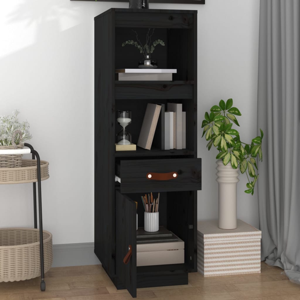 Skap svart 34x40x108,5 cm heltre furu