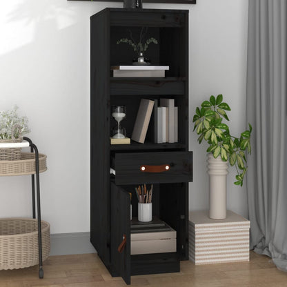 Vitrineskap Svart 34x40x108,5 cm heltre furu