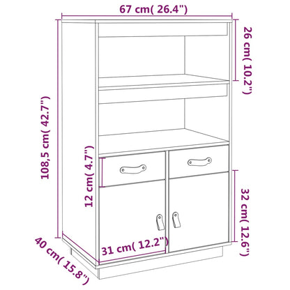 Skap Grå 67x40x108,5 cm heltre furu