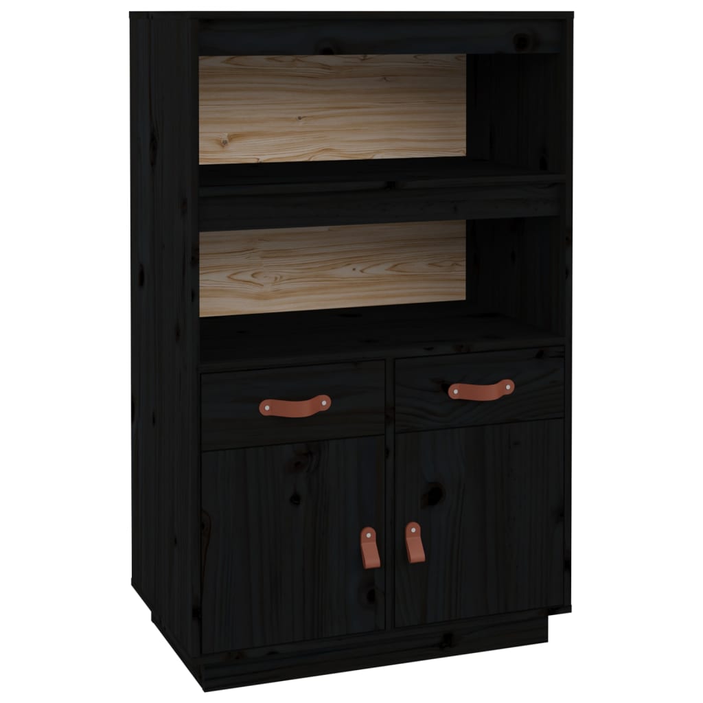Skap svart 67x40x108,5 cm heltre furu
