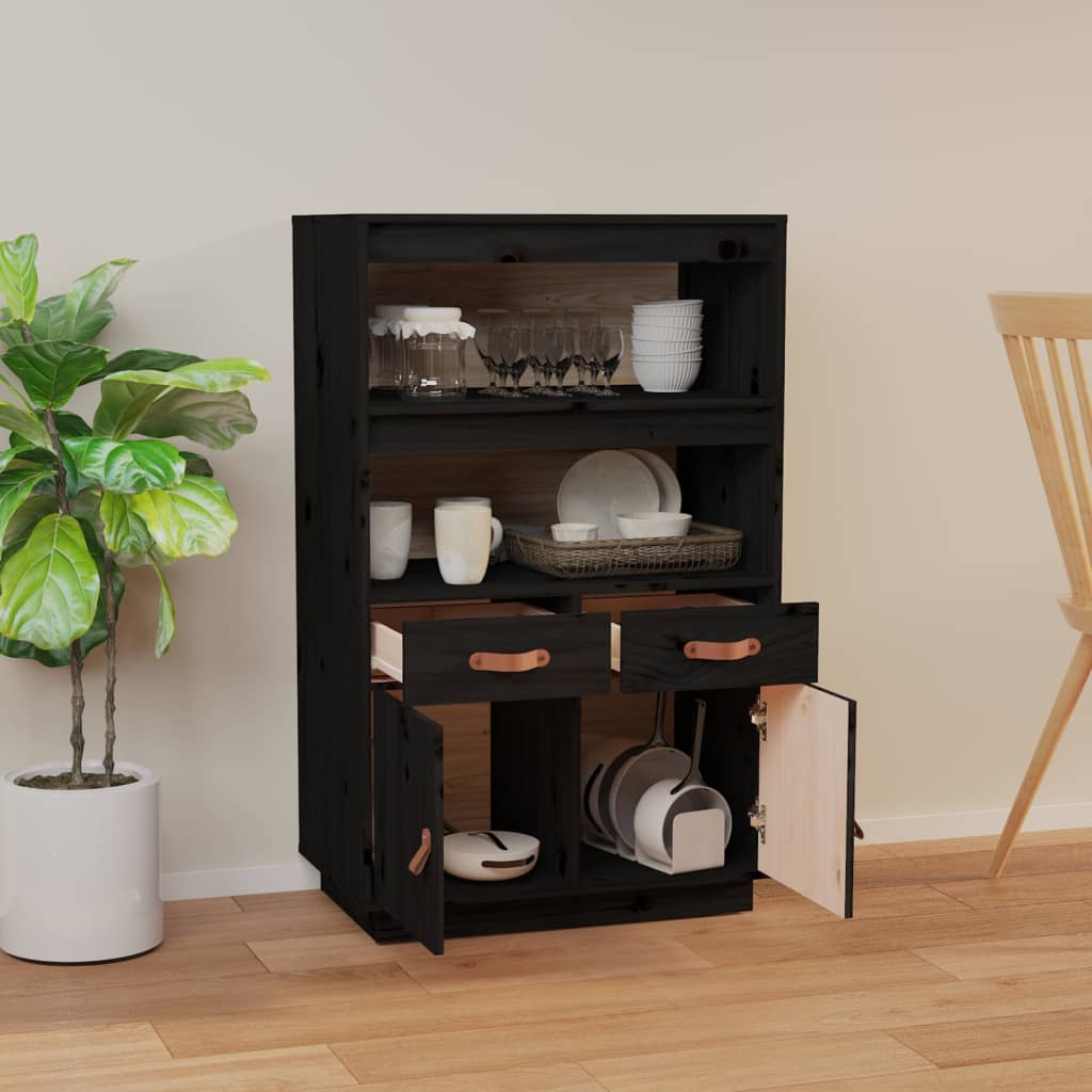 Skap svart 67x40x108,5 cm heltre furu