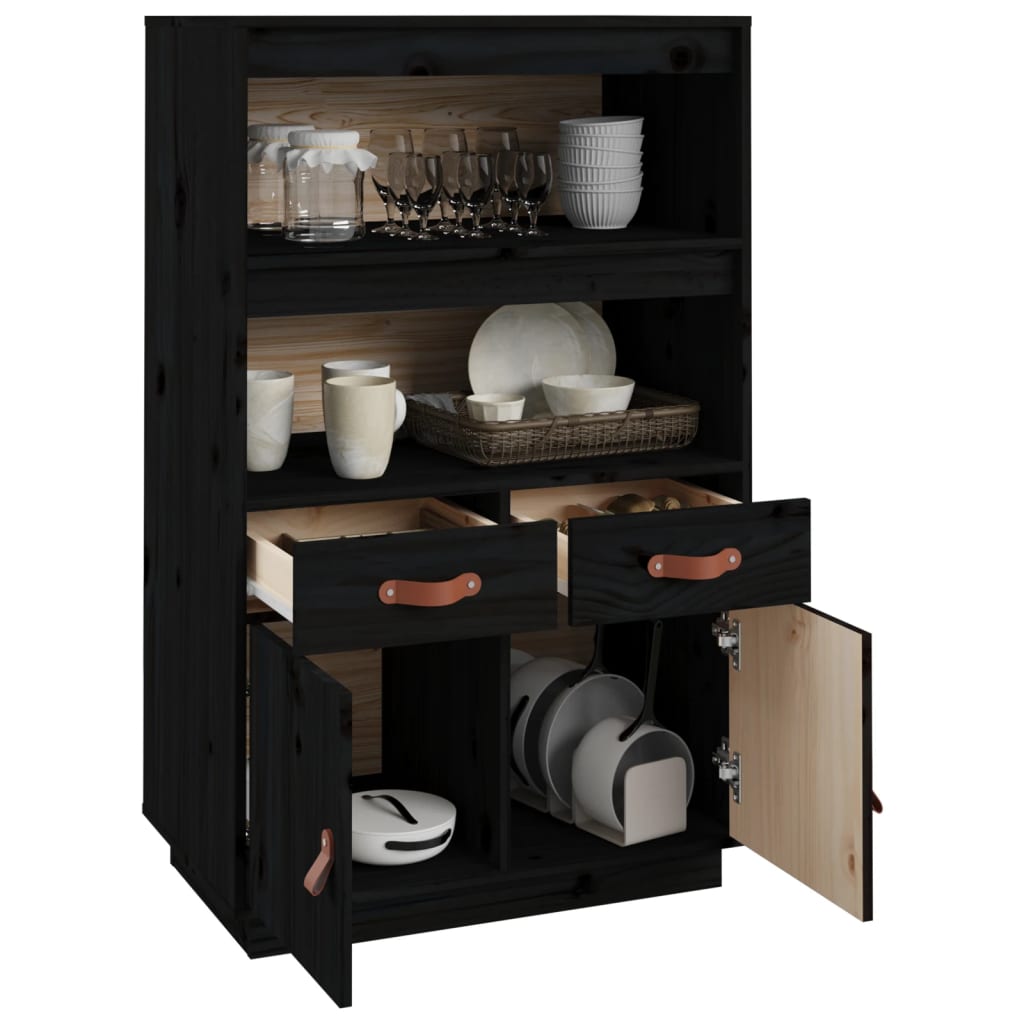 Skap svart 67x40x108,5 cm heltre furu