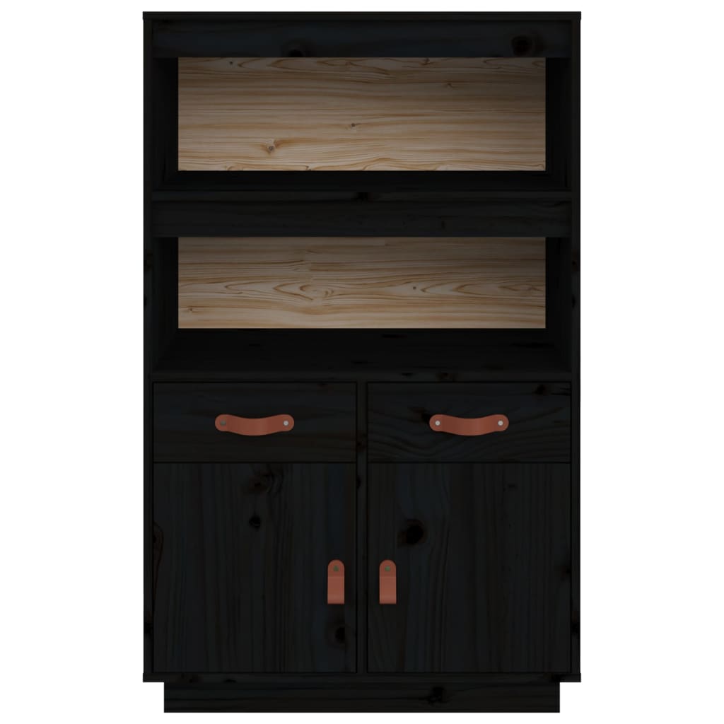 Skap svart 67x40x108,5 cm heltre furu
