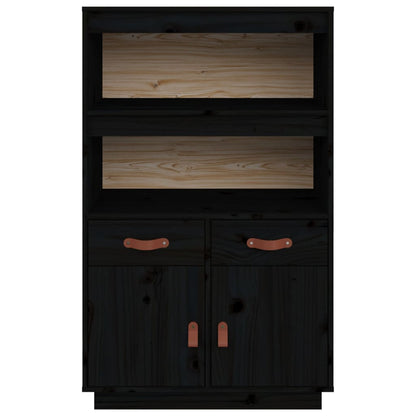 Vitrineskap Svart 67x40x108,5 cm heltre furu