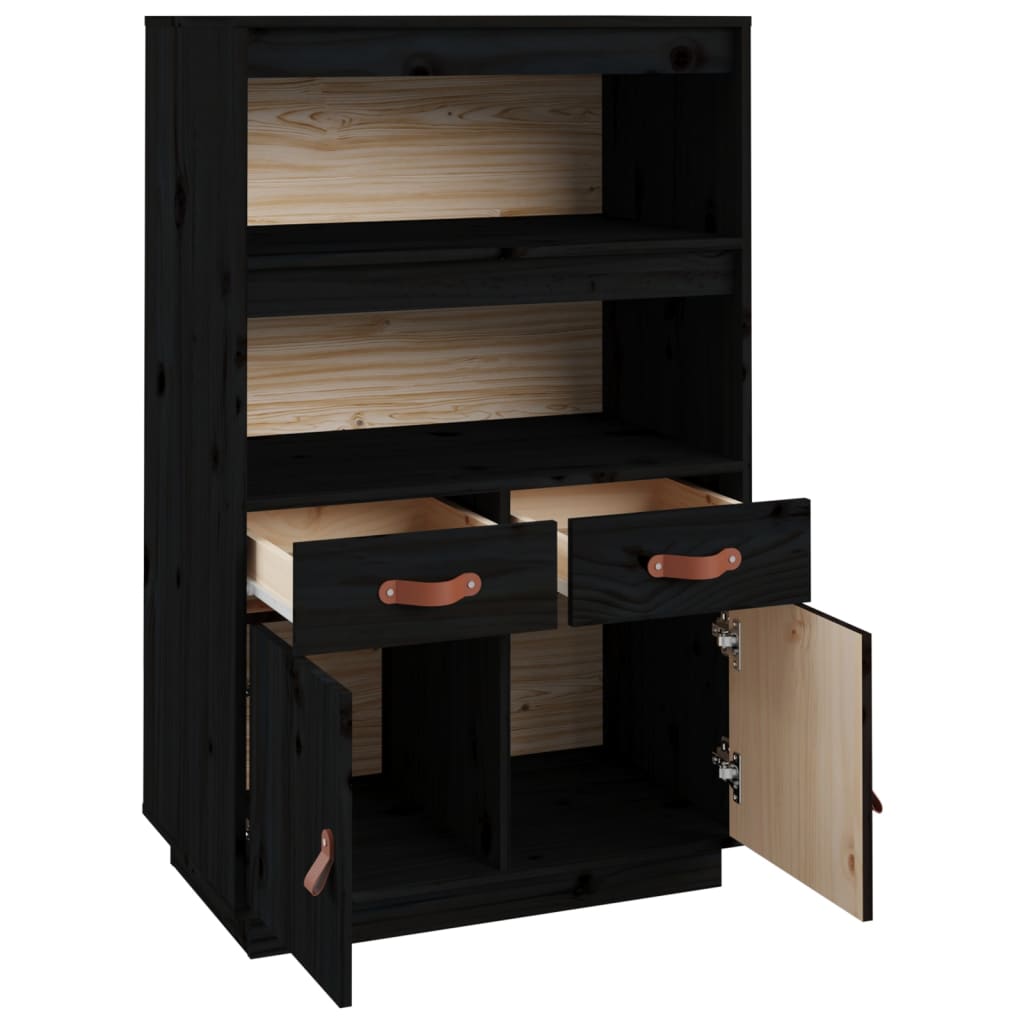Skap svart 67x40x108,5 cm heltre furu