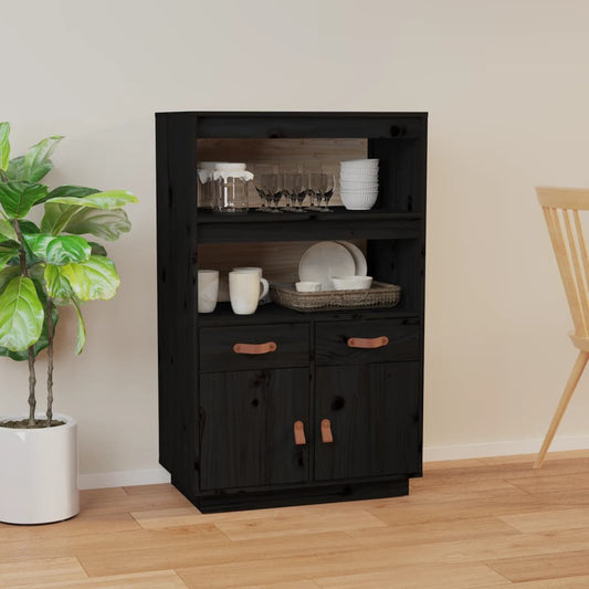 Skap svart 67x40x108,5 cm heltre furu