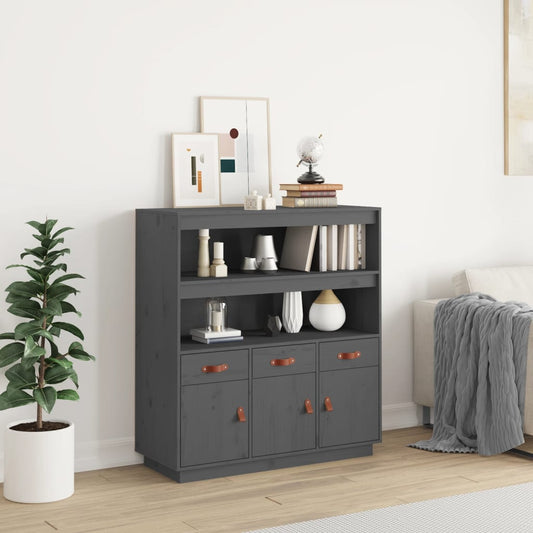 Skap grå 100x40x108,5 cm heltre furu