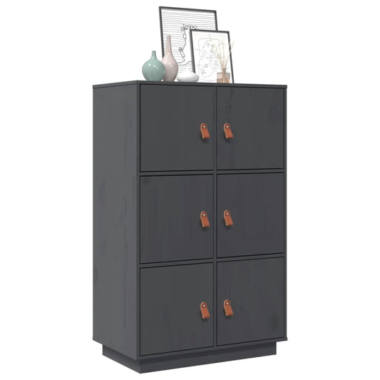 Skap grå 67x40x108,5 cm heltre furu