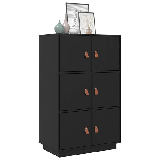 Skap svart 67x40x108,5 cm heltre furu